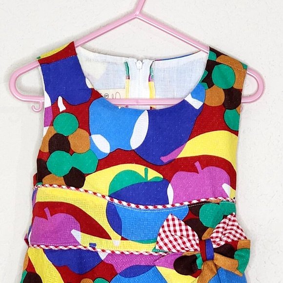 Silly Sissy Multicolor Abstract Fruit Dress Sleeveless Tie Back - Picture 2 of 7